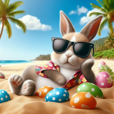 Easter Bunny exploring the beach