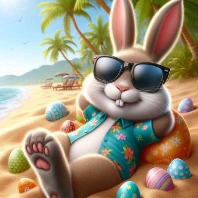 Easter Bunny enjoying a beach picnic